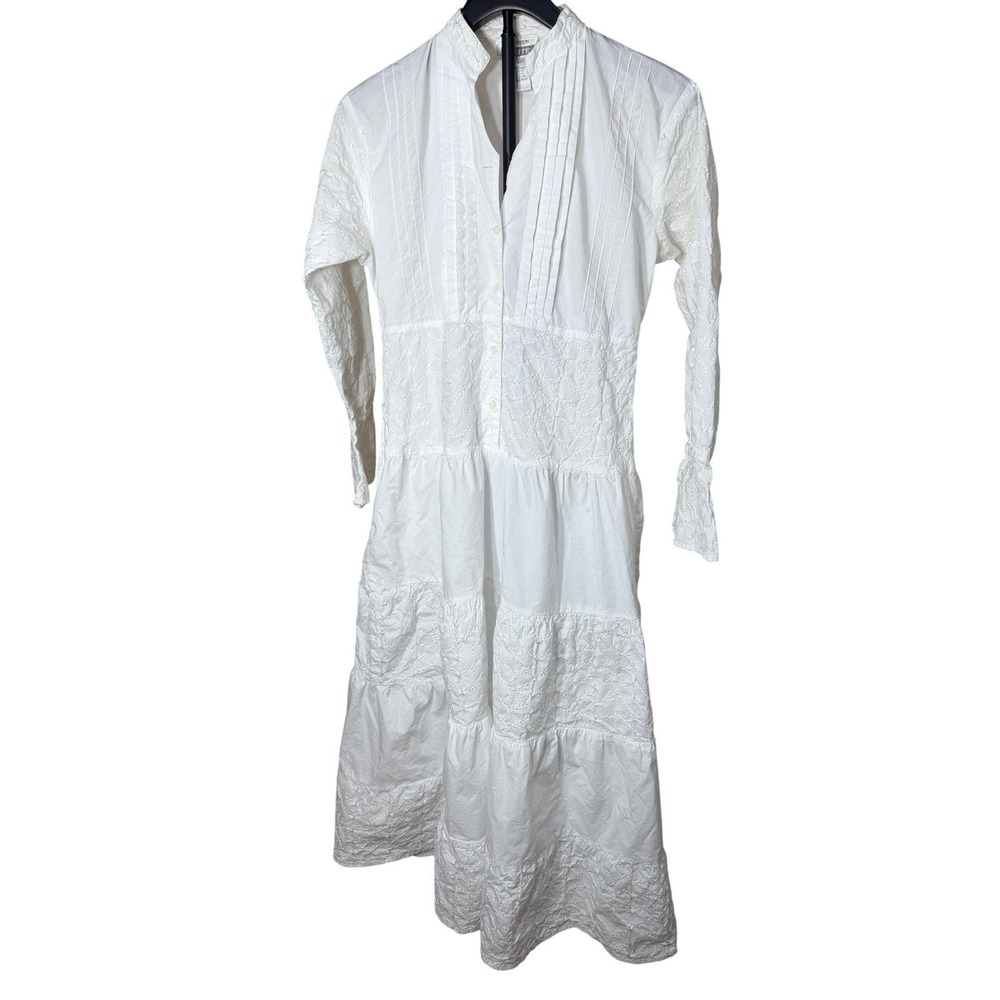 Dressed In White Cotton Eyelet Tiered Maxi Dress White Petite Small Boho Pockets